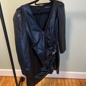 Faux Leather Mini Dress from Zara